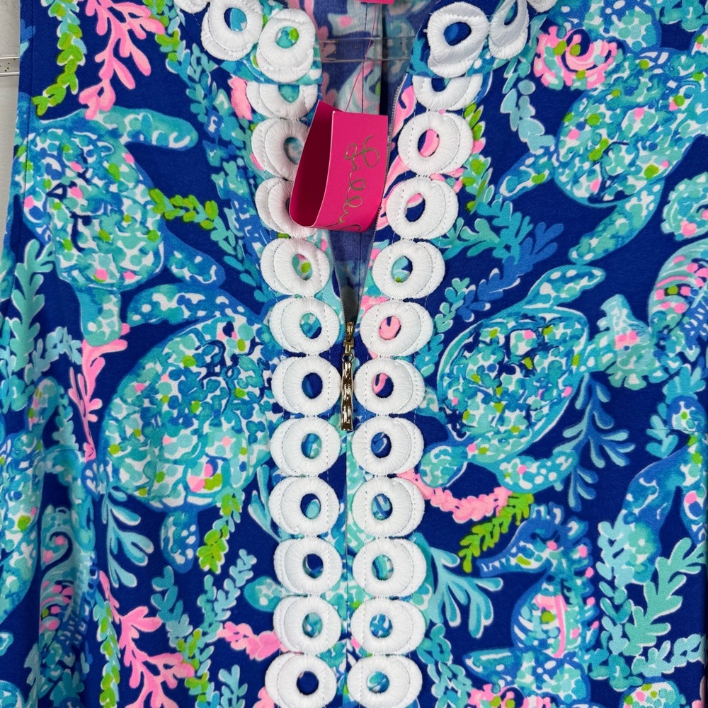 NWT Lilly Pulitzer Jane Shift Dress Turtle Villa CORSICA BLUE Size 14 Beach - Picture 4 of 14